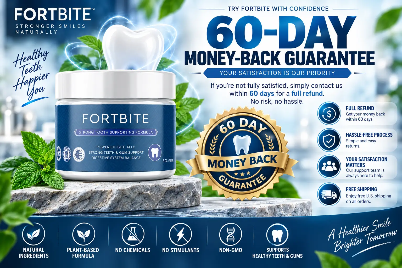 FortBite 60-day money-back guarantee badge